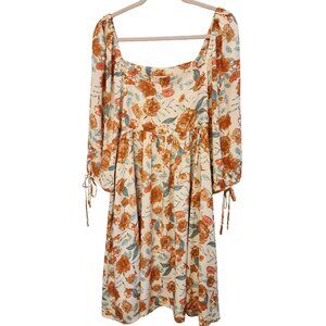 Hayden LA Floral Midi Dress 2X Boho Cottagecore Square Neck New Without Tags